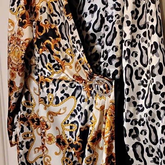 Midnight Velvet Plus Size Tilda Leopards Print Blank Faux-Wrap Dress 18W - Picture 2 of 14